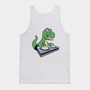 Cartoon TREX DJ at turntable Tank Top